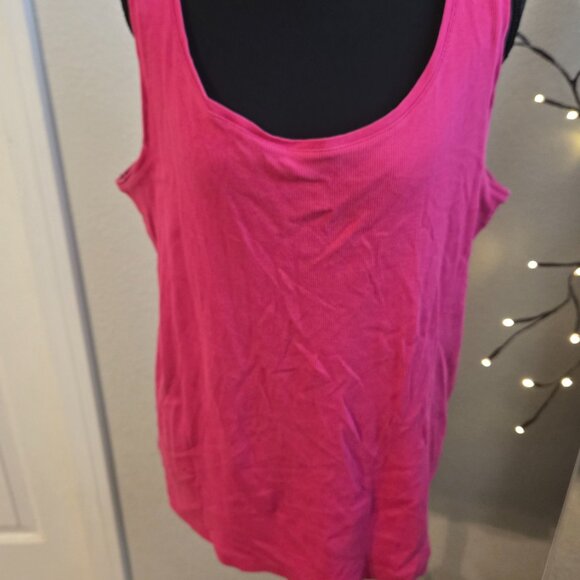 Chico's Hot Pink Ribbed Tank Top - Size 3 - EUC - Picture 2 of 4